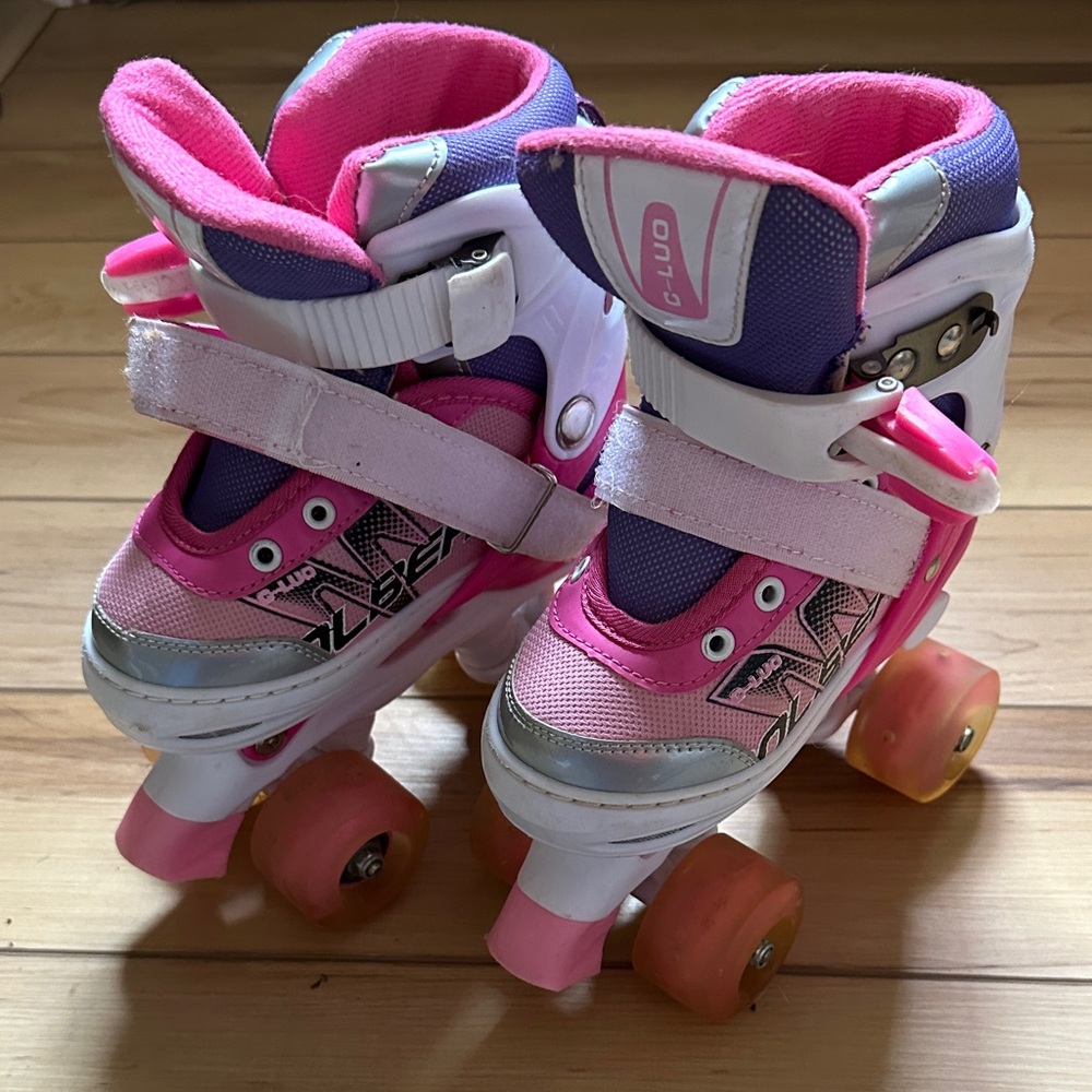 Adjustable Pink and Purple Roller Skates for Kids